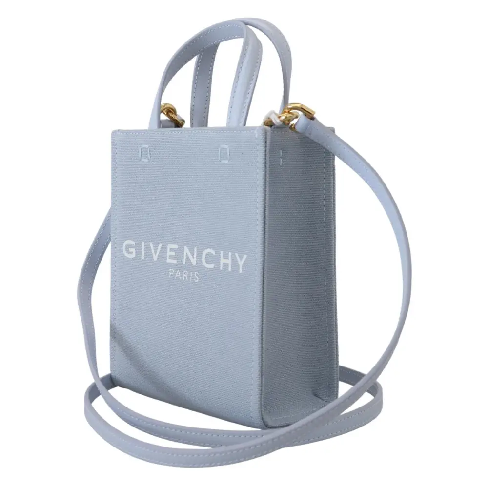 Givenchy Vertikale Wolke Mini-Umhängetasche aus blauem beschichtetem Canvas
