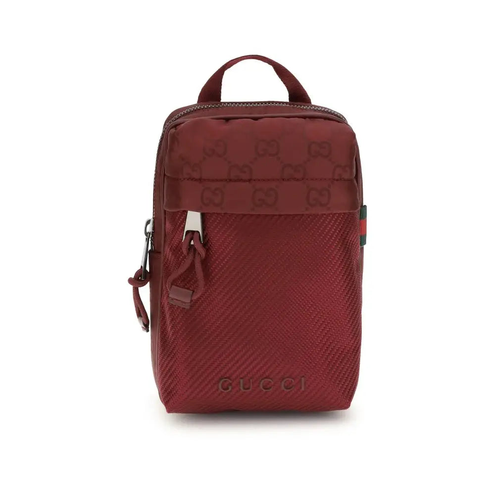 Gucci Bordeaux Schultertasche aus Polyamid