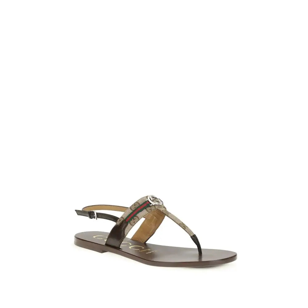 Gucci Braune Kalbsleder Bos Taurus Sandalen - EU37.5/US7.5