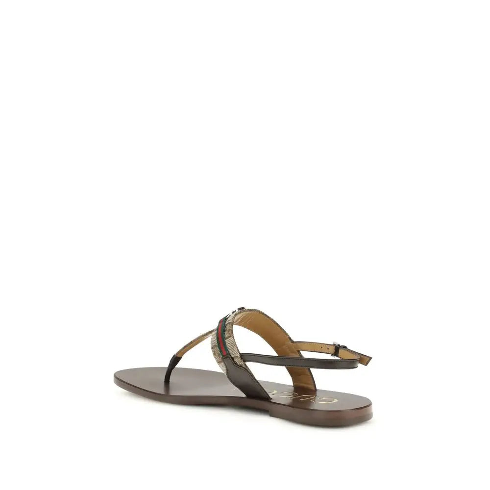 Gucci Braune Kalbsleder Bos Taurus Sandalen - EU37.5/US7.5