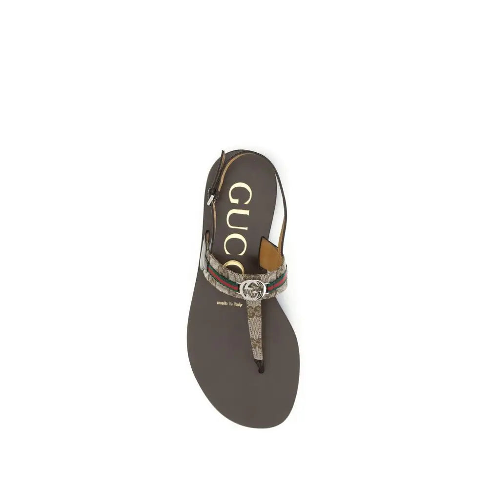 Gucci Braune Kalbsleder Bos Taurus Sandalen - EU37.5/US7.5