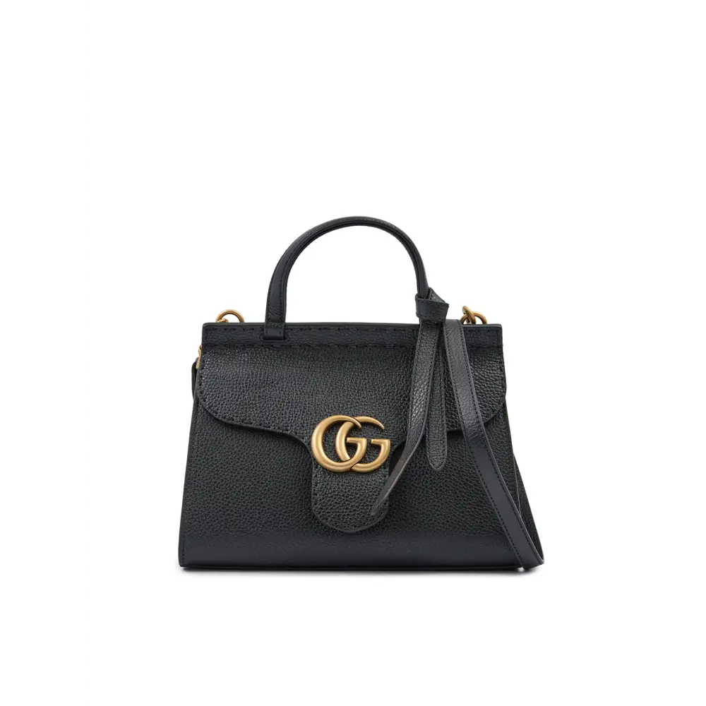 Gucci Schwarzes Leder GG Marmont Handtasche