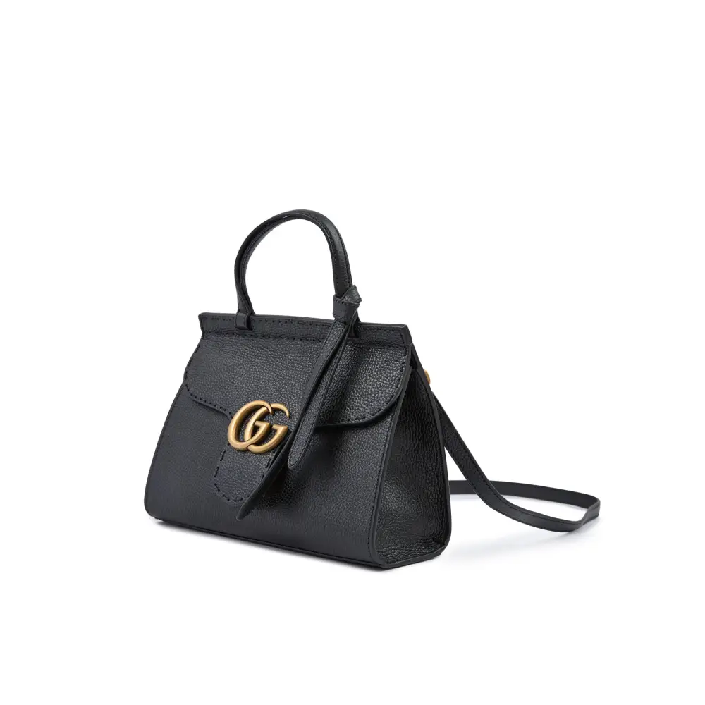 Gucci Schwarzes Leder GG Marmont Handtasche