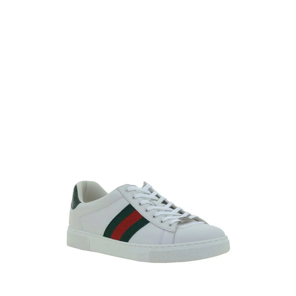 Gucci Weiße Kalbshaut Bos Taurus Sneakers mit niedrigem Schaft