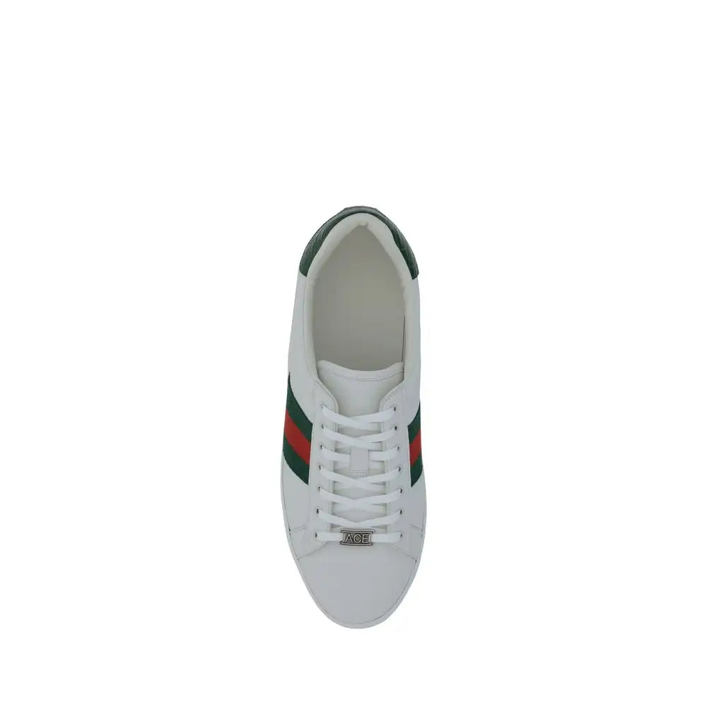 Gucci Weiße Kalbshaut Bos Taurus Sneakers mit niedrigem Schaft