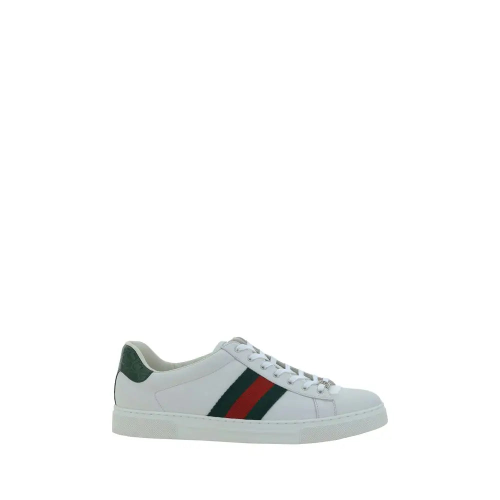 Gucci Weiße Kalbshaut Bos Taurus Sneakers mit niedrigem Schaft