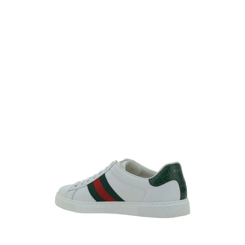 Gucci Weiße Kalbshaut Bos Taurus Sneakers mit niedrigem Schaft