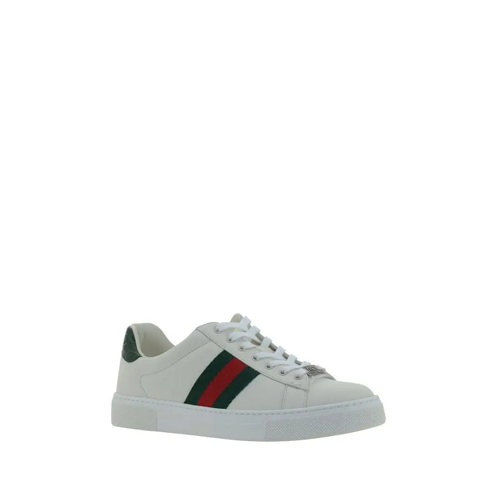 Gucci Weiße Low-Top-Sneaker aus Kalbsleder Bos Taurus