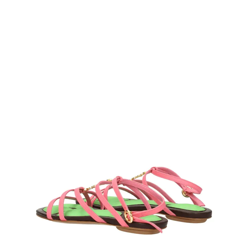 Jacquemus Flache Sandalen aus rosa Leder