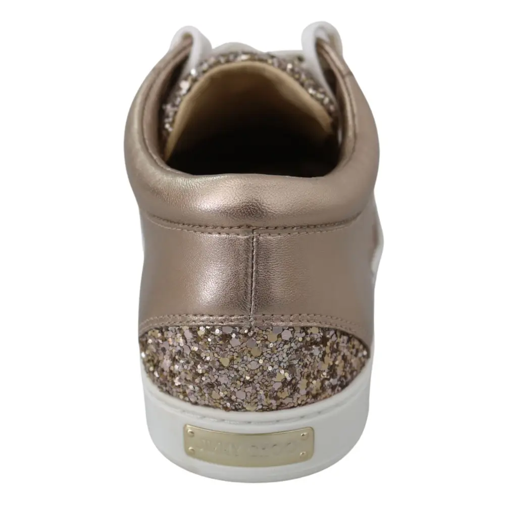 Jimmy Choo Ballett Rosa Glitzer Leder Turnschuhe - EU34.5/US4.5