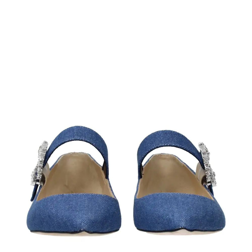 Jimmy Choo Blaue Stoff-Ballerinas