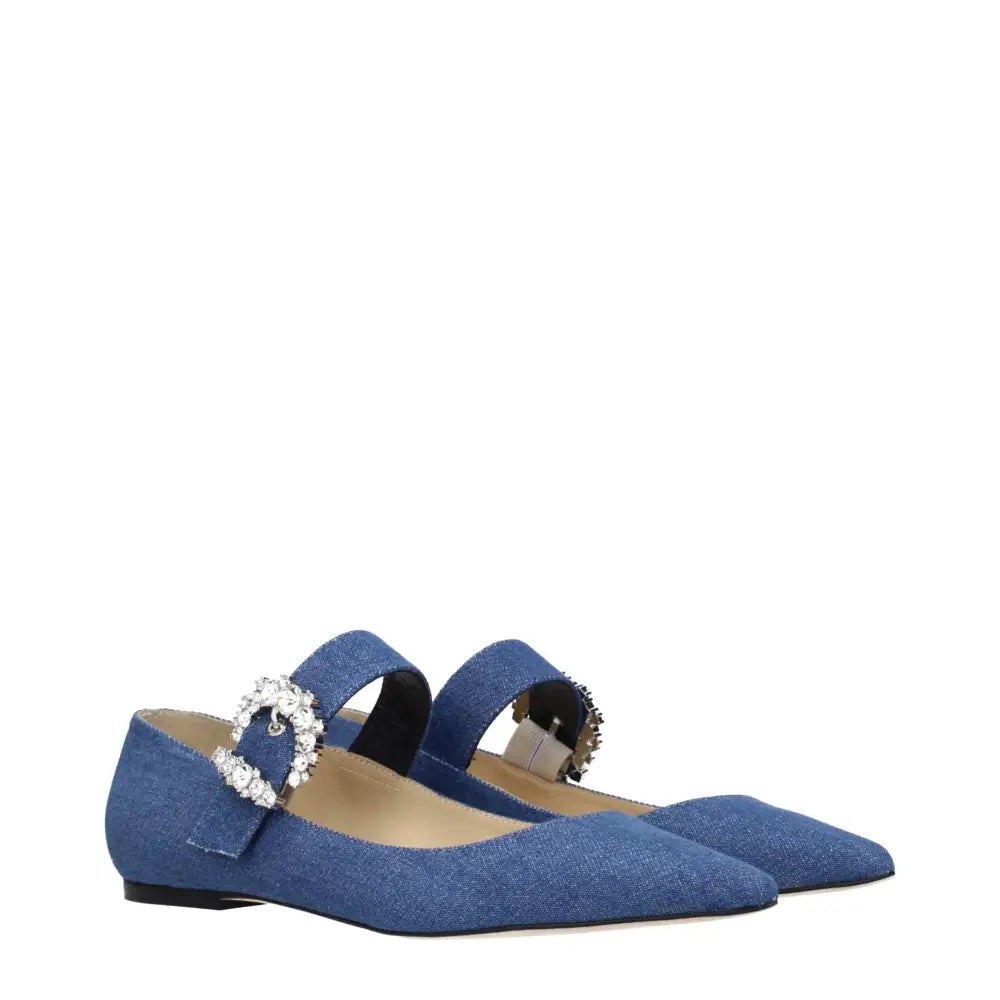 Jimmy Choo Blaue Stoff-Ballerinas