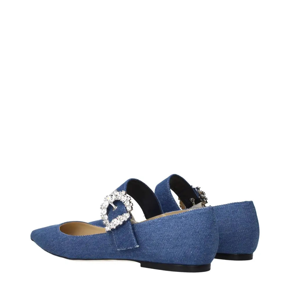 Jimmy Choo Blaue Stoff-Ballerinas