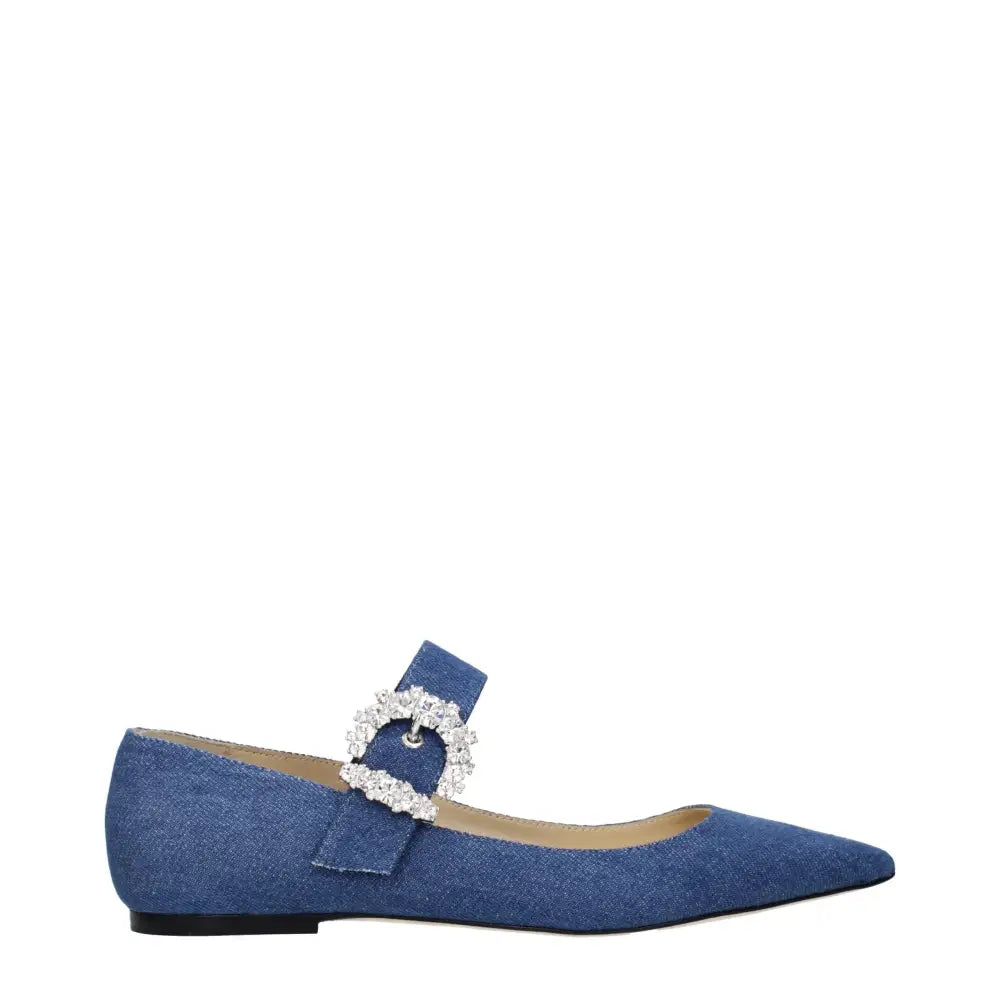 Jimmy Choo Blaue Stoff-Ballerinas