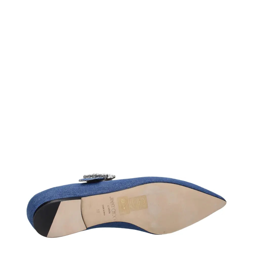 Jimmy Choo Blaue Stoff-Ballerinas