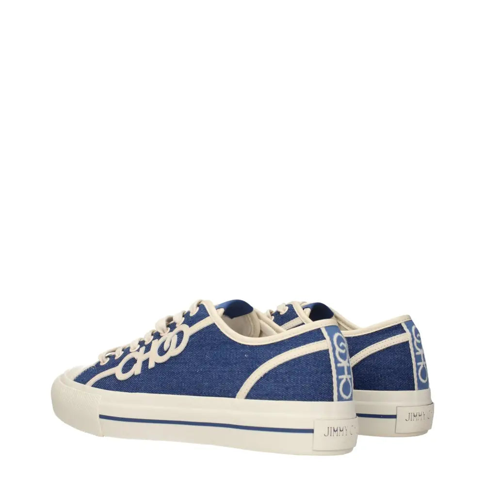 Jimmy Choo Blaue Stoff-Sneaker mit niedrigem Schaft