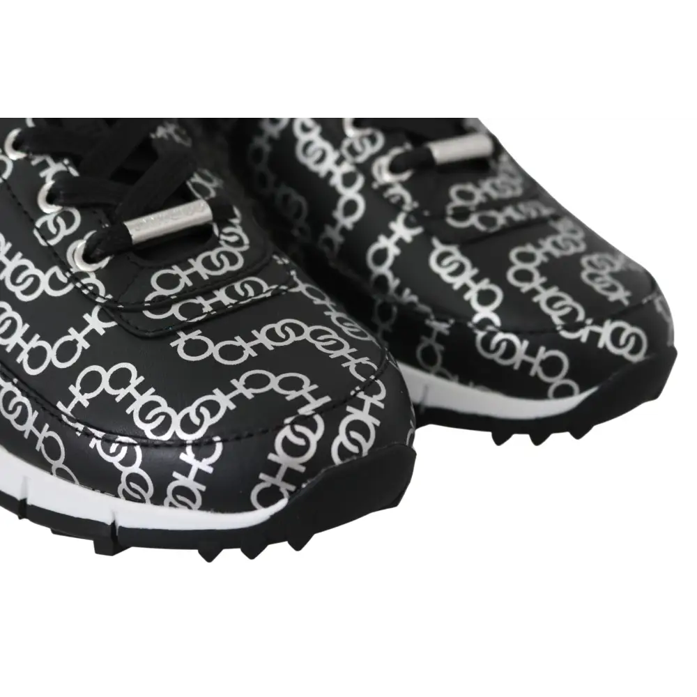 Jimmy Choo Elegante Leder-Sneakers in Schwarz und Silber