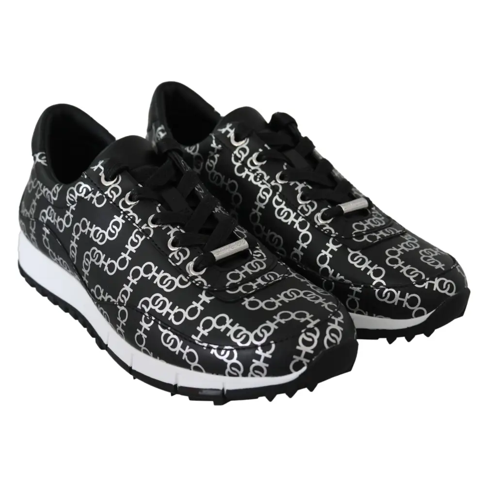 Jimmy Choo Elegante Leder-Sneakers in Schwarz und Silber