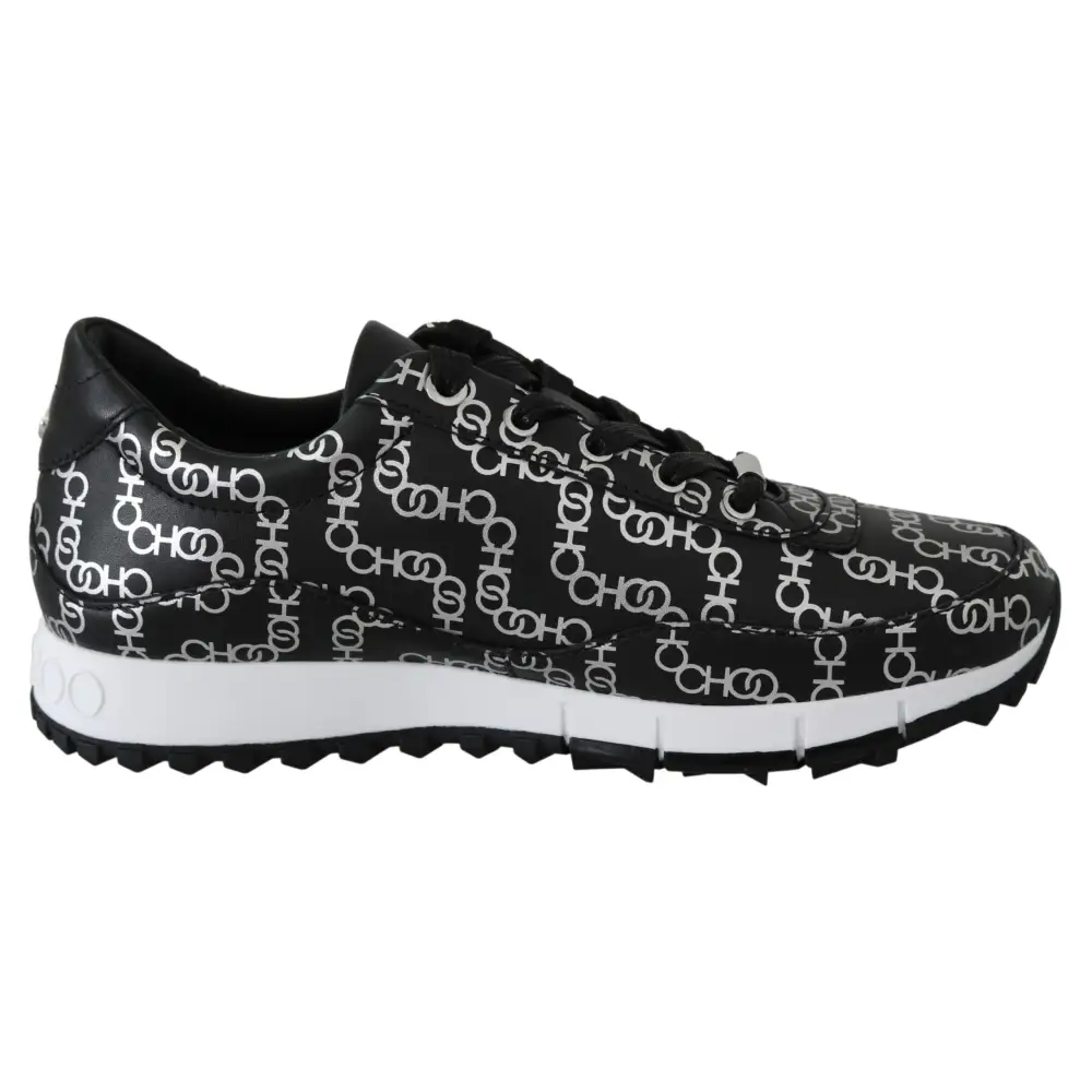 Jimmy Choo Elegante Leder-Sneakers in Schwarz und Silber