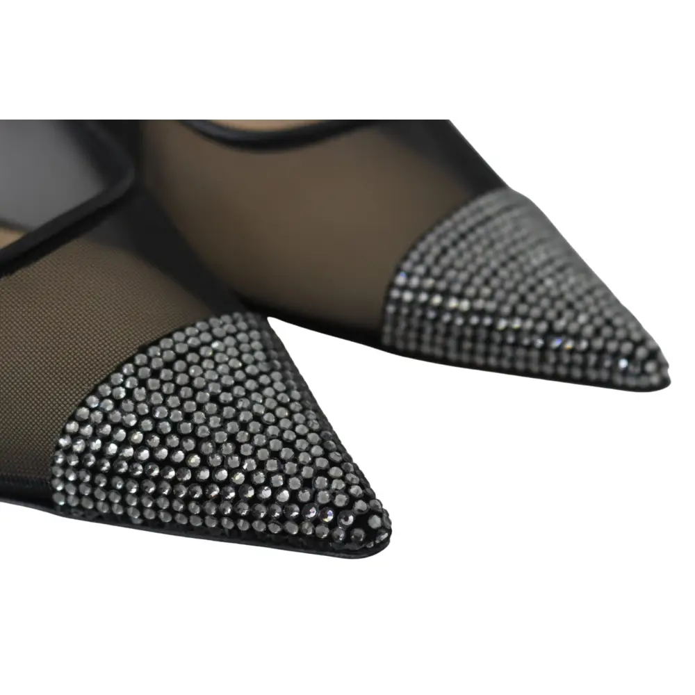 Jimmy Choo Elegante Schwarze Mesh Kristall Pumps - EU36/US6