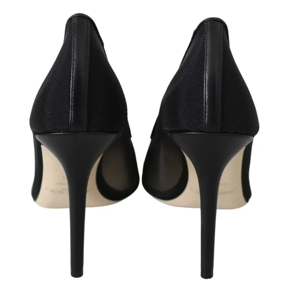 Jimmy Choo Elegante Schwarze Mesh Kristall Pumps - EU36/US6
