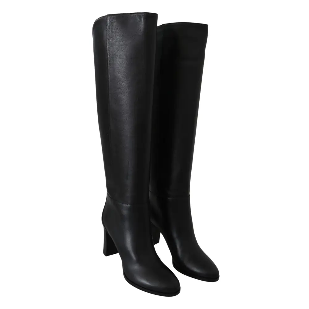 Jimmy Choo Elegante Stiefel mit Absatz aus schwarzem Kalbsleder - EU37/US6.5