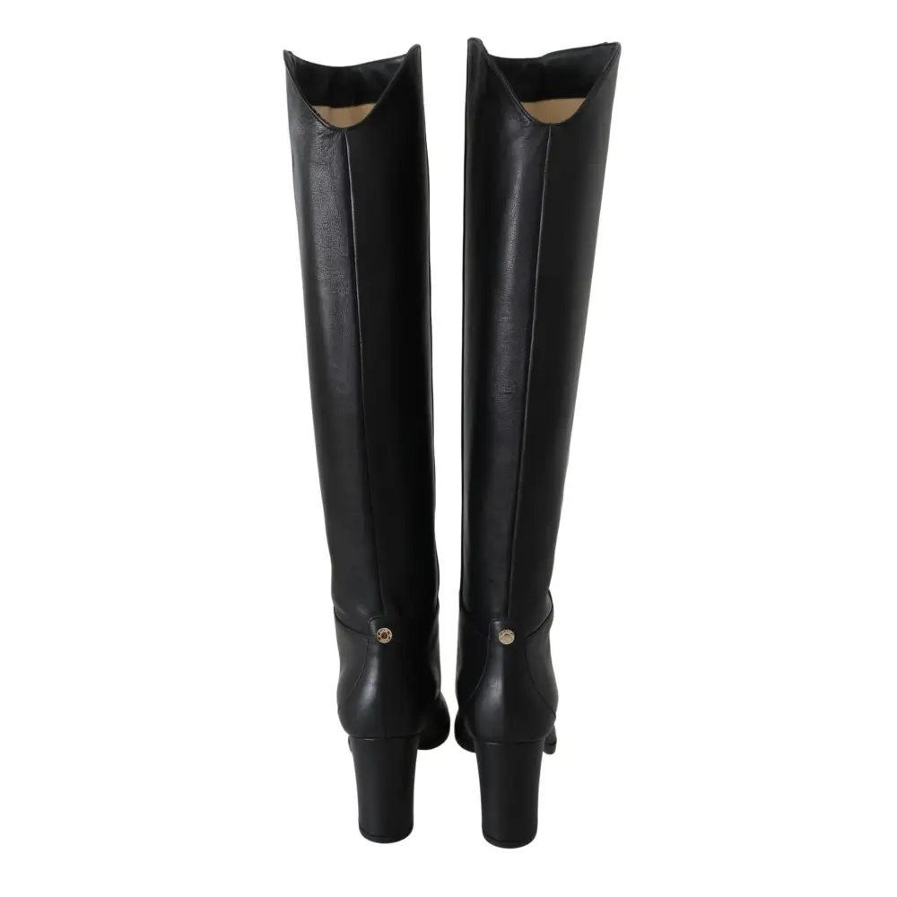 Jimmy Choo Elegante Stiefel mit Absatz aus schwarzem Kalbsleder - EU37/US6.5