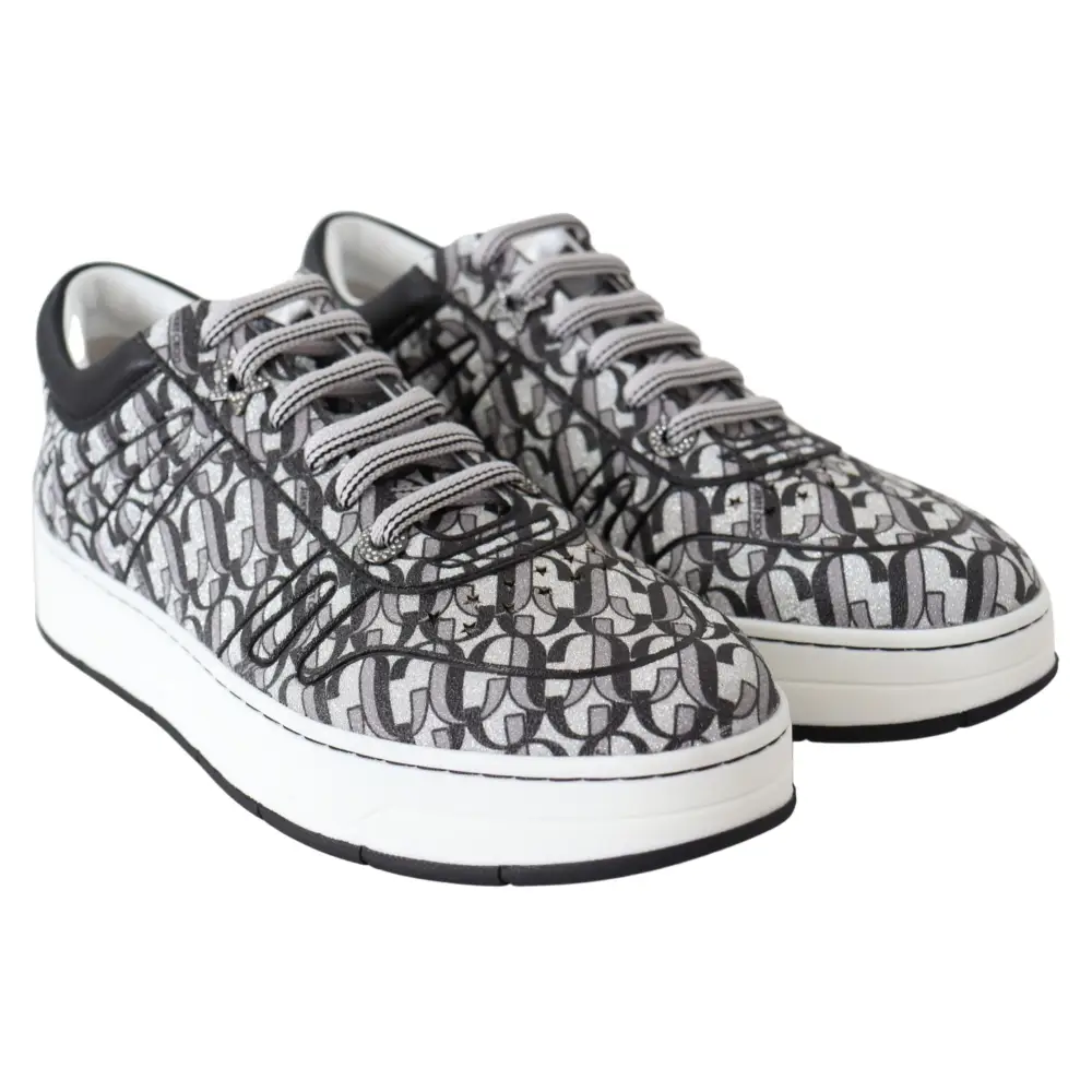 Jimmy Choo Glitzernde Slip-On Sneakers - Silber und Schwarz - EU39/US9