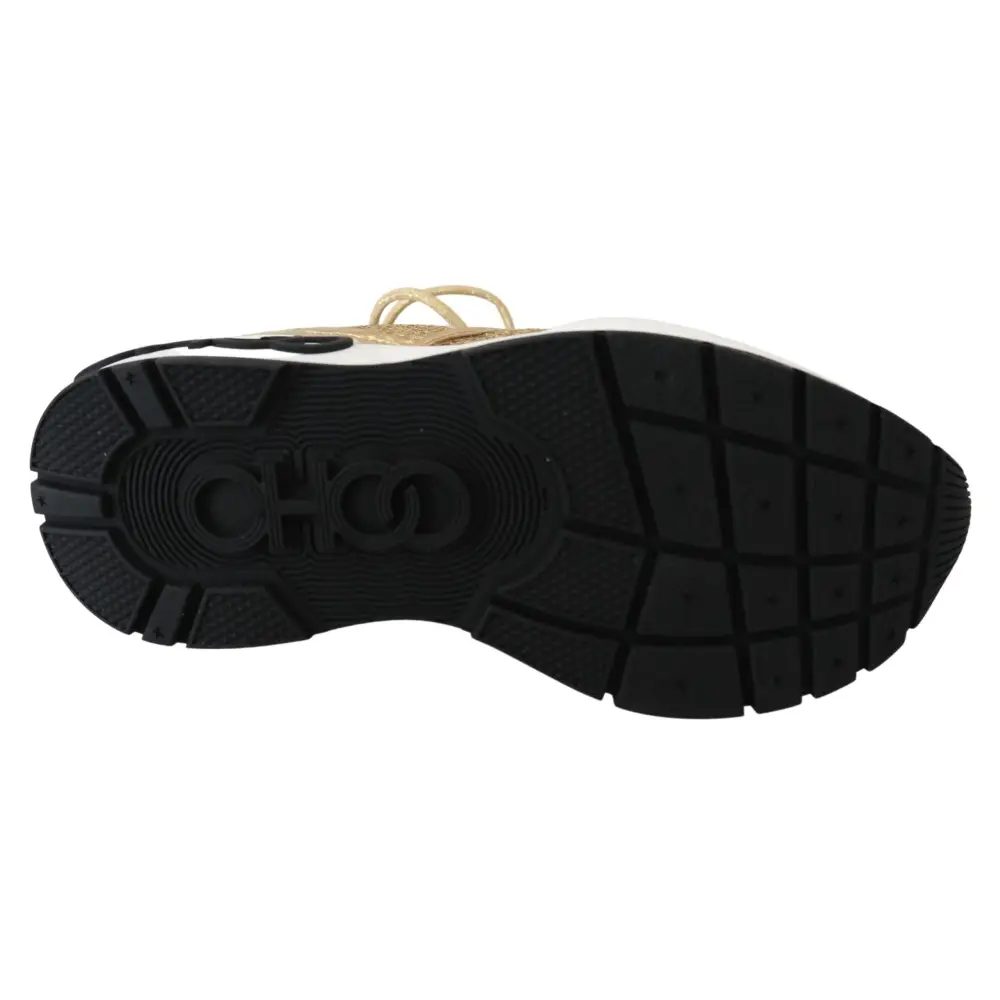 Jimmy Choo Golden Glamour Mesh Leder Turnschuhe - EU36/US6