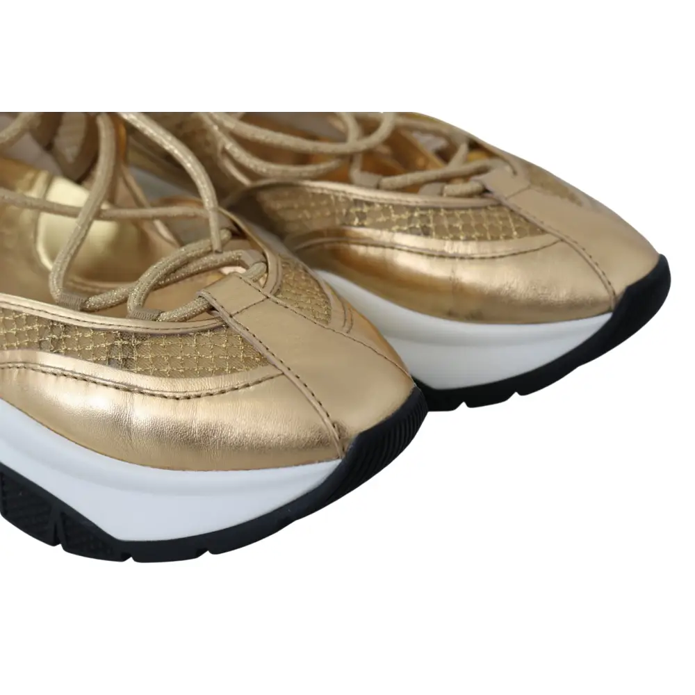 Jimmy Choo Golden Glamour Mesh Leder Turnschuhe - EU36/US6