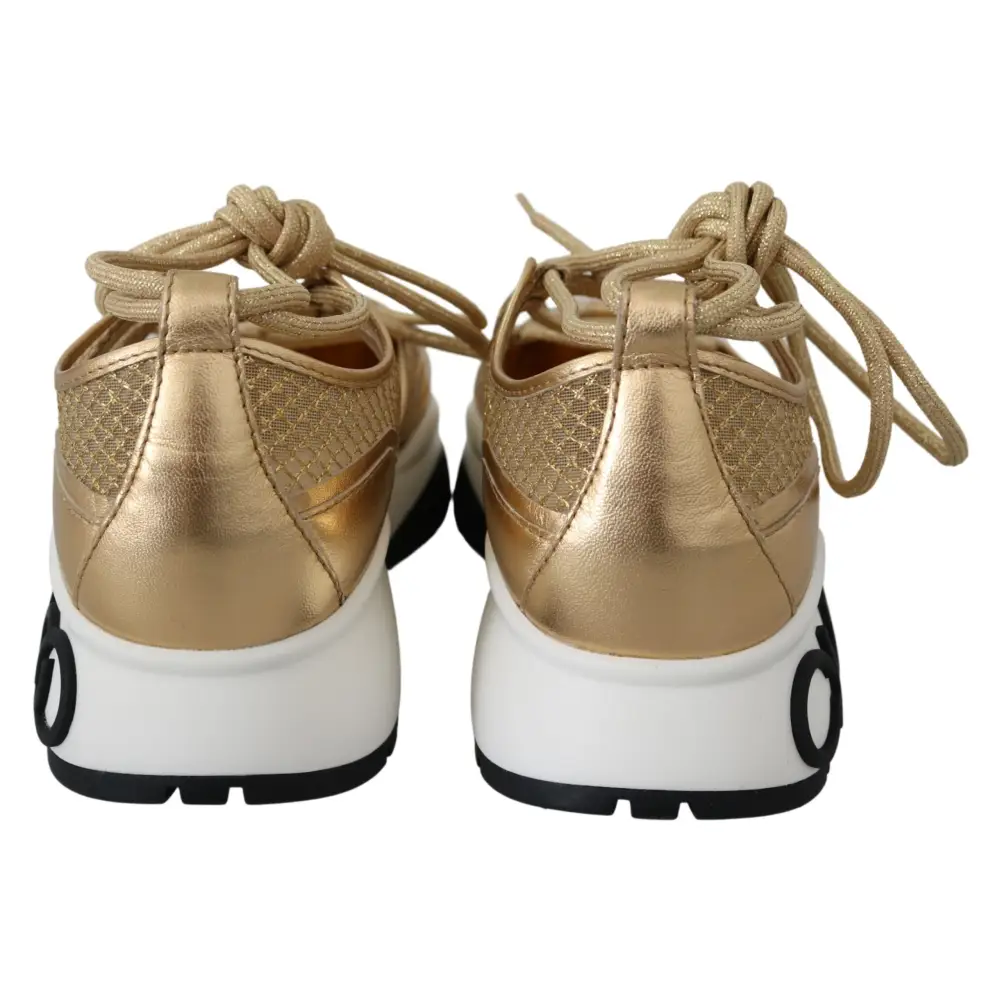 Jimmy Choo Golden Glamour Mesh Leder Turnschuhe - EU36/US6