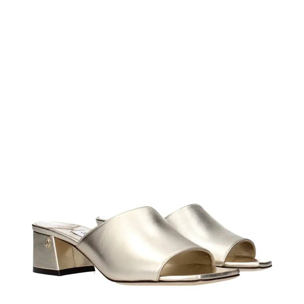 Jimmy Choo Goldene Leder-Plateau-Sandalen