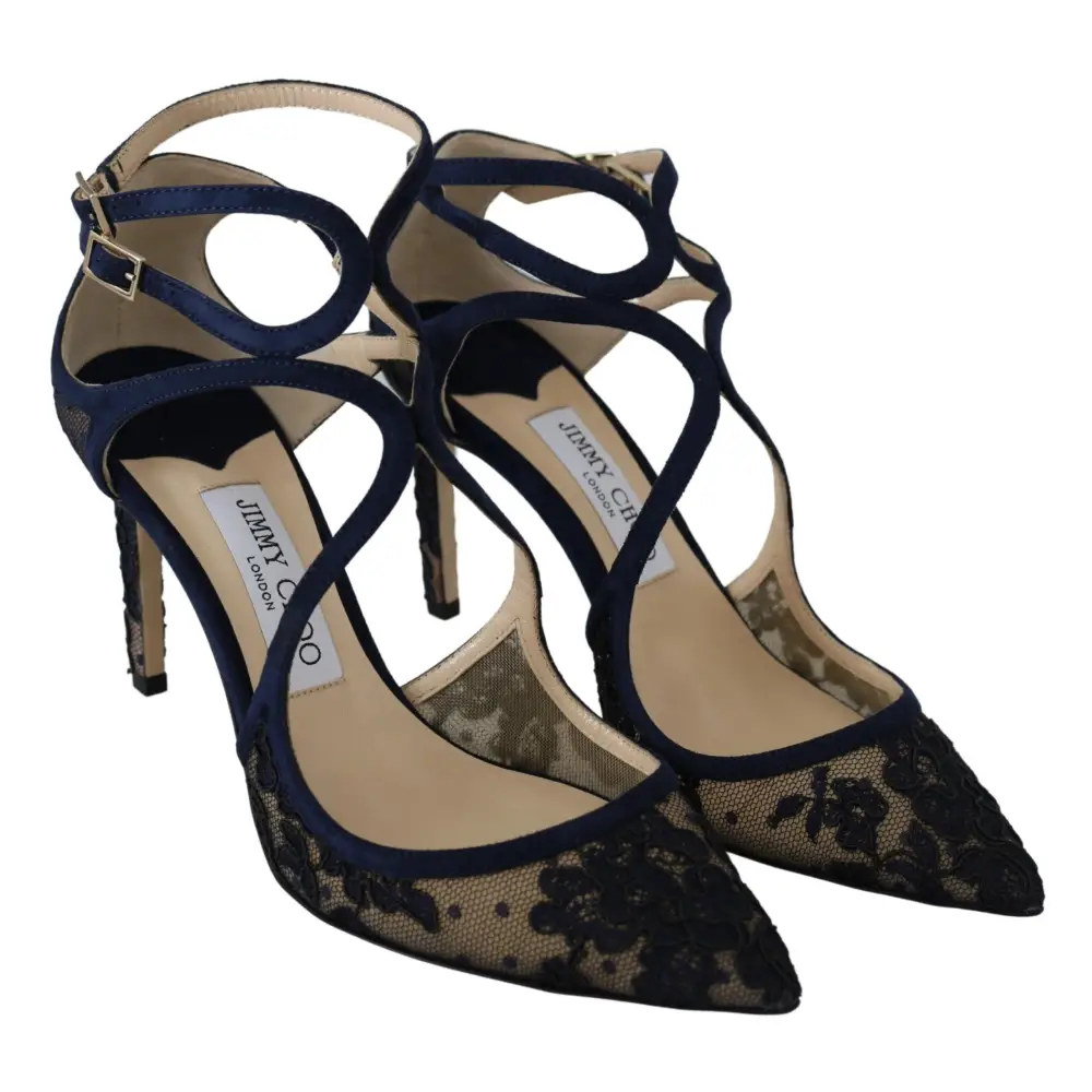 Jimmy Choo Marineblaue Lancer Leder Pumps Eleganz entfesselt - EU36.5/US6.5