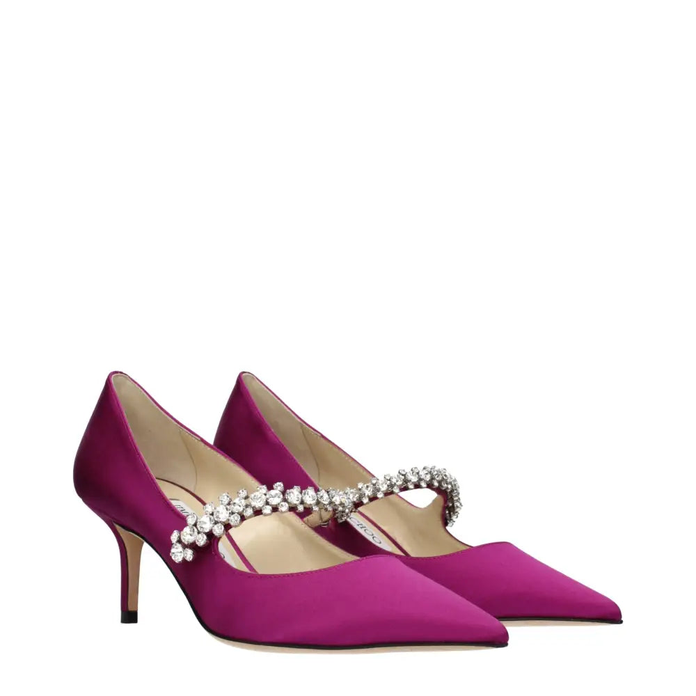 Jimmy Choo Pinke Satin Pumps mit mittlerem Absatz