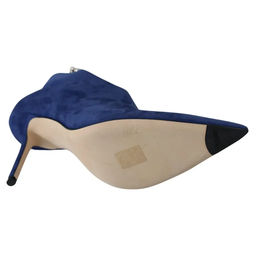 Jimmy Choo Pop Blaue Kristall-Riemen-Stiefel mit Absatz - EU41/US11