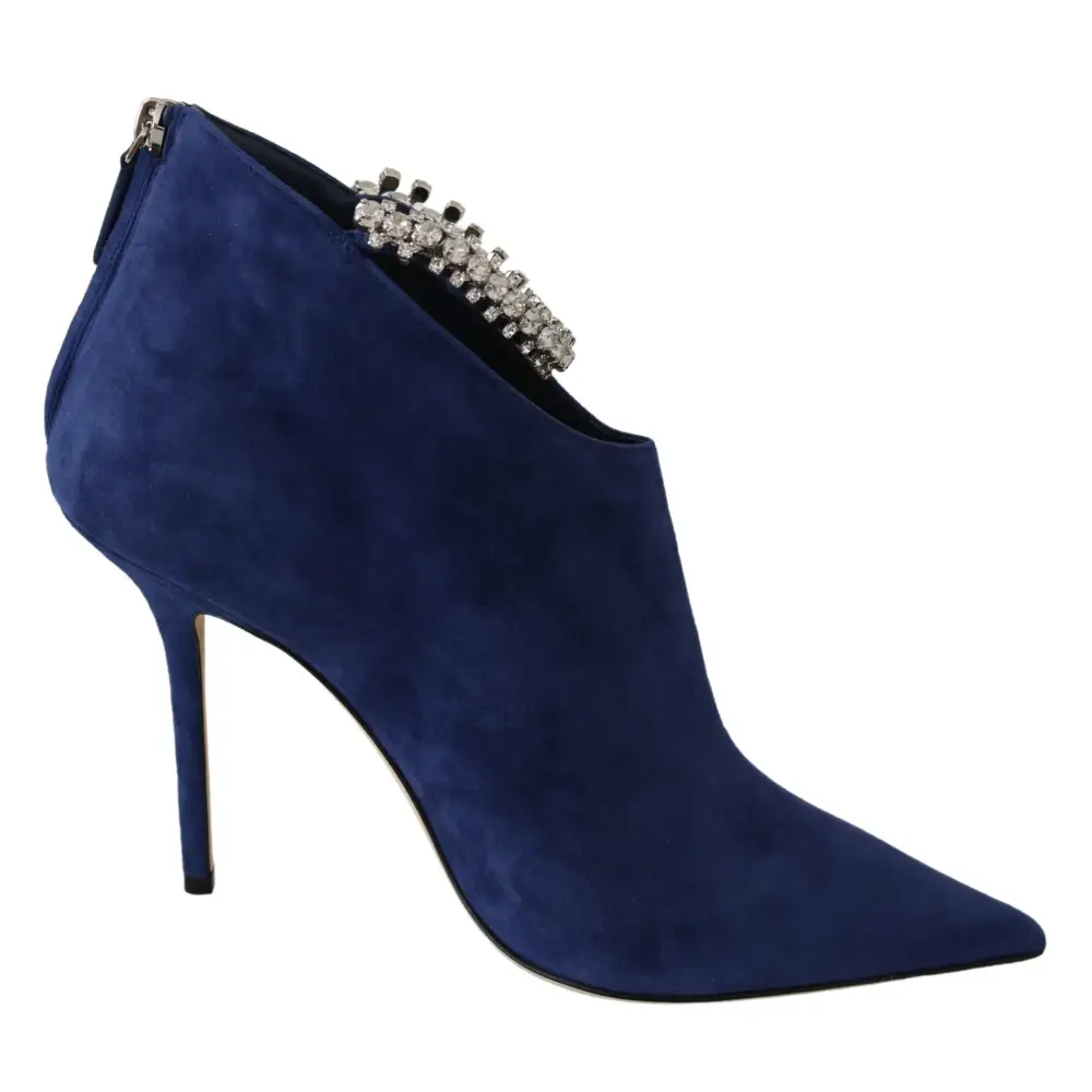 Jimmy Choo Pop Blaue Kristall-Riemen-Stiefel mit Absatz - EU41/US11