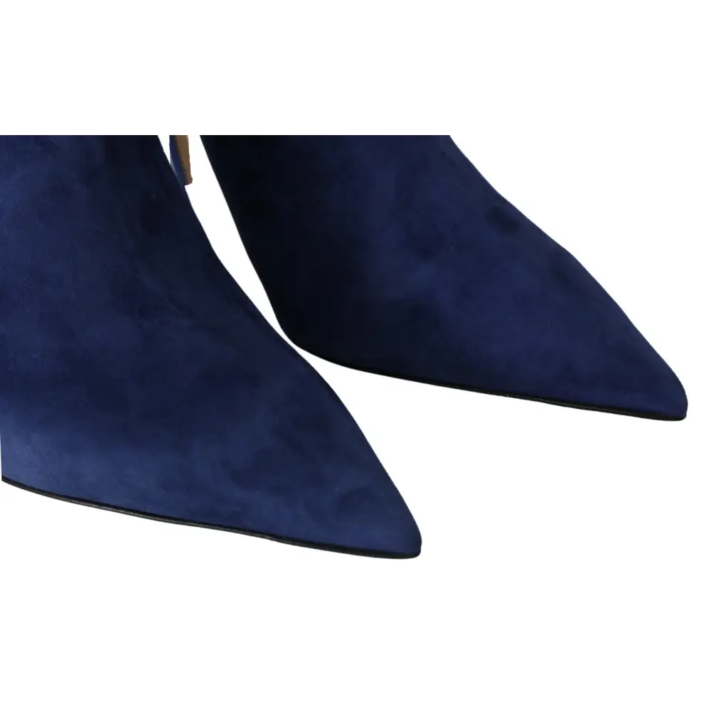 Jimmy Choo Pop Blaue Kristall-Riemen-Stiefel mit Absatz - EU41/US11