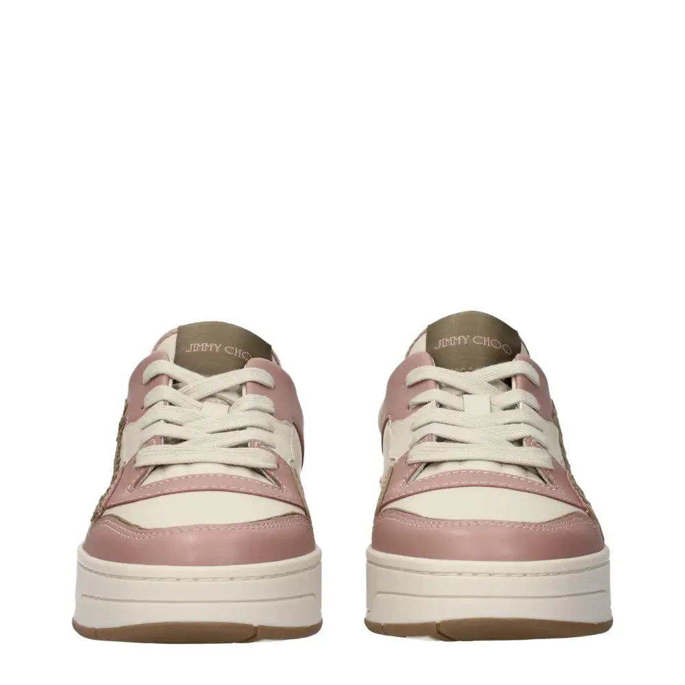 Jimmy Choo Rosa Leder-Sneaker mit niedrigem Schaft
