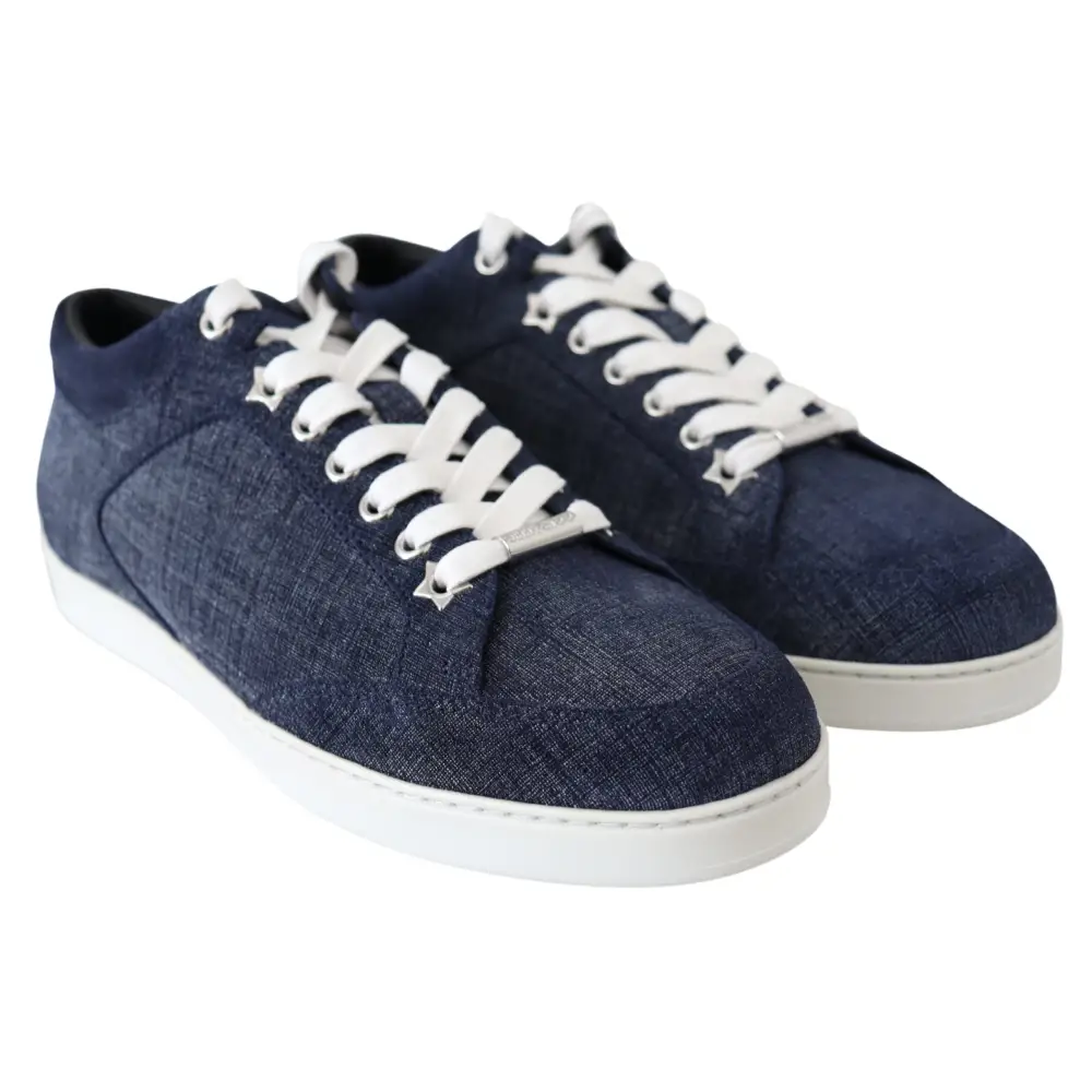 Jimmy Choo Schicke Slip-On Sneakers aus blauem Denim-Wildleder