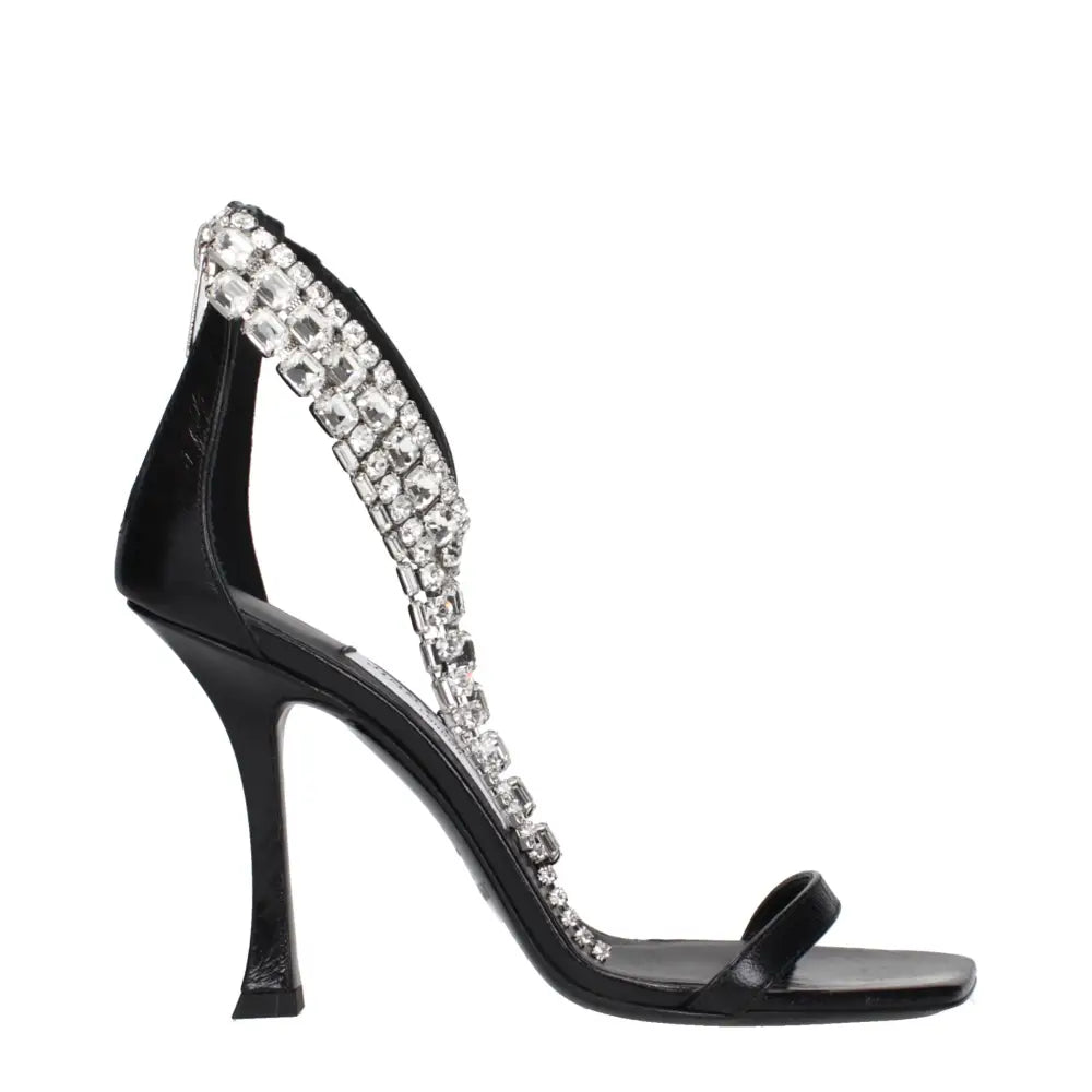 Jimmy Choo Schwarze Leder-Stilettosandalen - EU37.5/US7.5