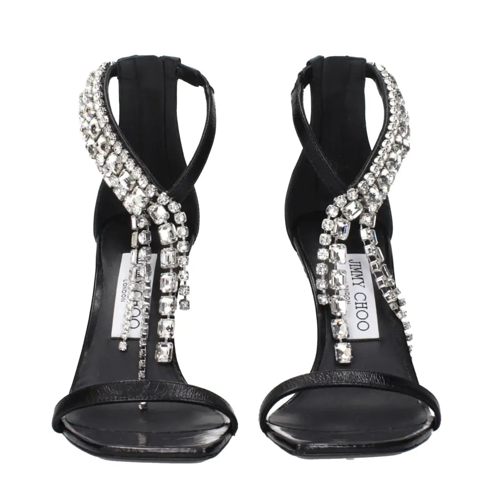 Jimmy Choo Schwarze Leder-Stilettosandalen - EU37.5/US7.5