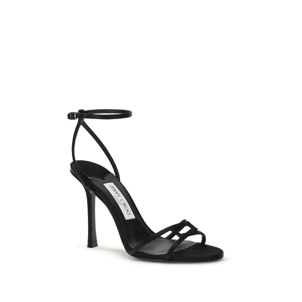 Jimmy Choo Schwarze Stiletto-Sandaletten aus Kalbsleder Bos Taurus