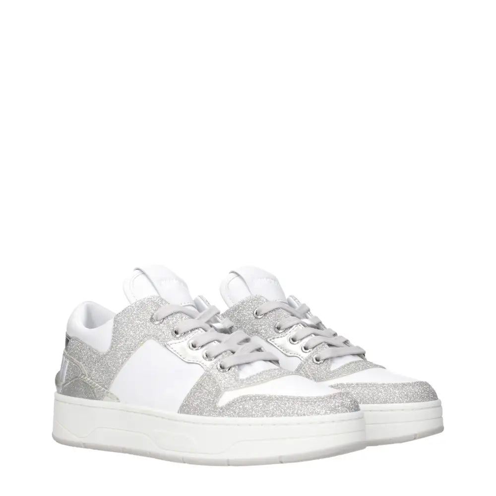 Jimmy Choo Weiße Leder-Sneaker mit niedrigem Schaft
