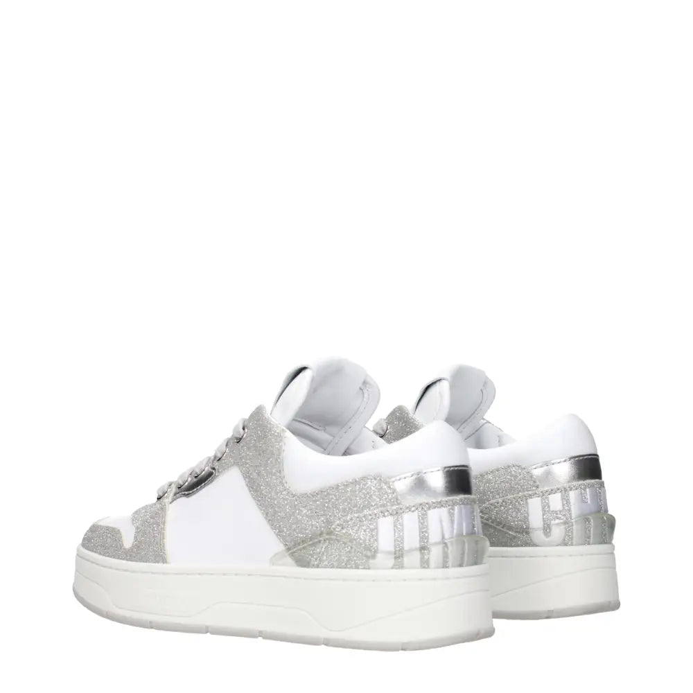 Jimmy Choo Weiße Leder-Sneaker mit niedrigem Schaft