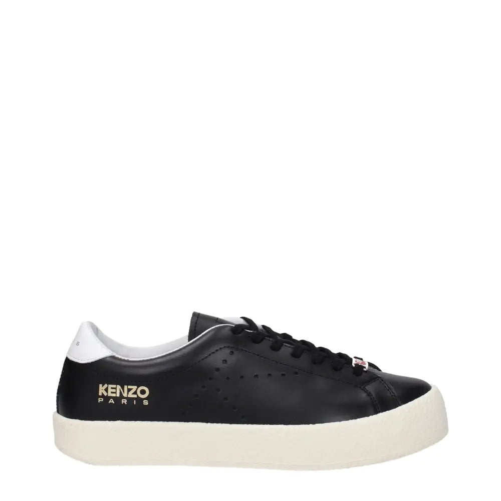 Kenzo Schwarze Leder-Sneaker mit niedrigem Schaft