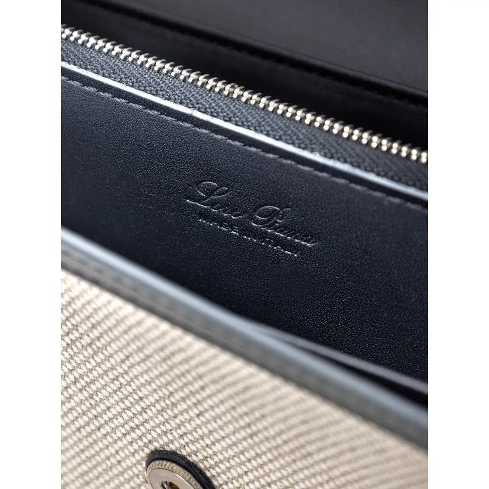 Loro Piana Beige Stoff und Leder Brieftasche