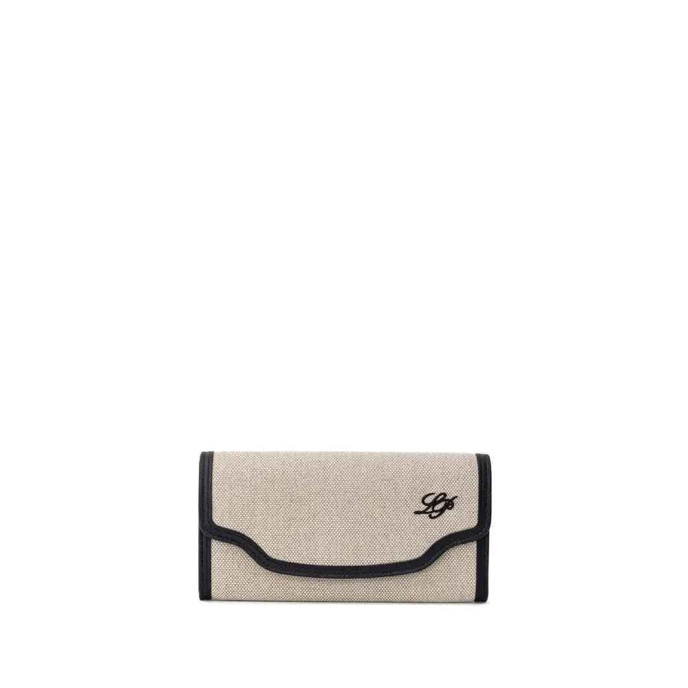 Loro Piana Beige Stoff und Leder Brieftasche