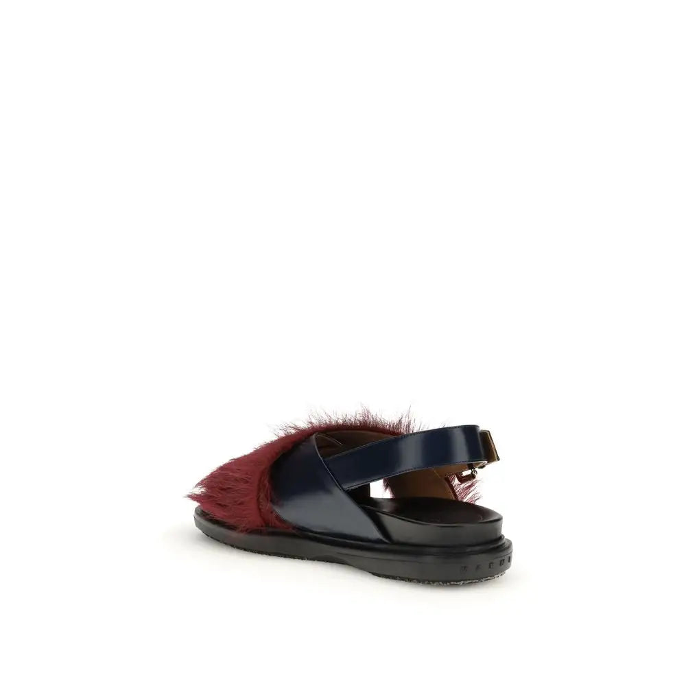 Marni Multicolor Kalb Bos Taurus Leder-Flache Sandalen