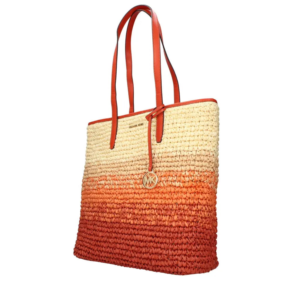 Michael Kors Orangefarbene Raffia-Umhängetasche