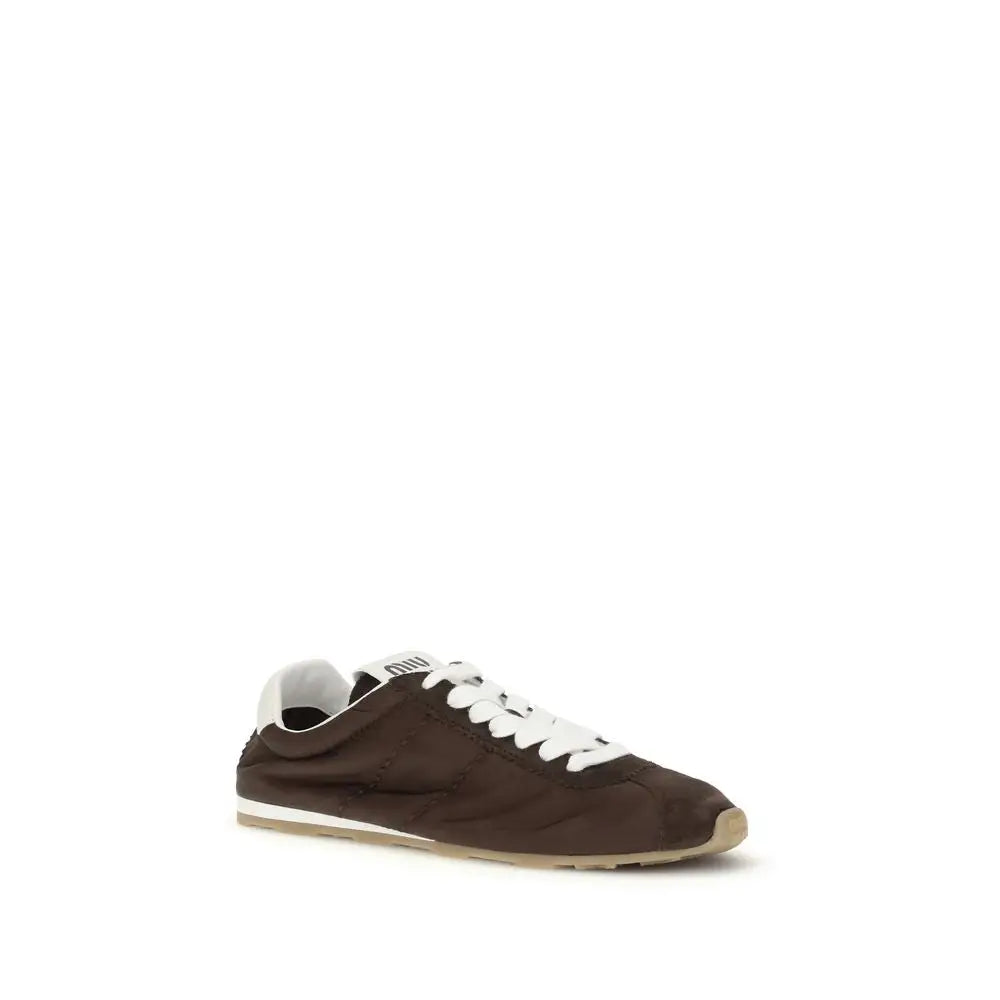Miu Miu Braune Kalbsleder Bos Taurus Low-Top-Sneaker